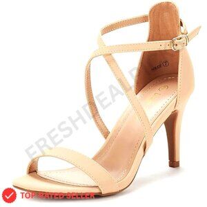 Strappy Stiletto Heeled Sandals Rhinestone Sparkly Elegant Wedding Party Shoes